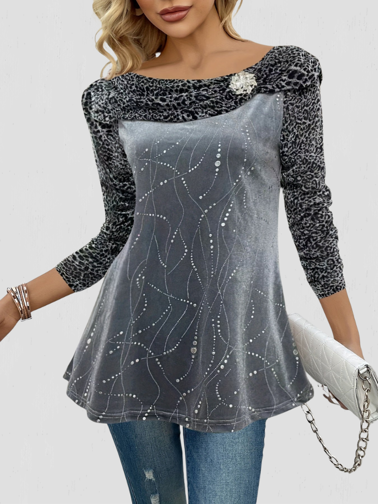KELSEY ZDOBENÝ ZAMATOVÝ TOP